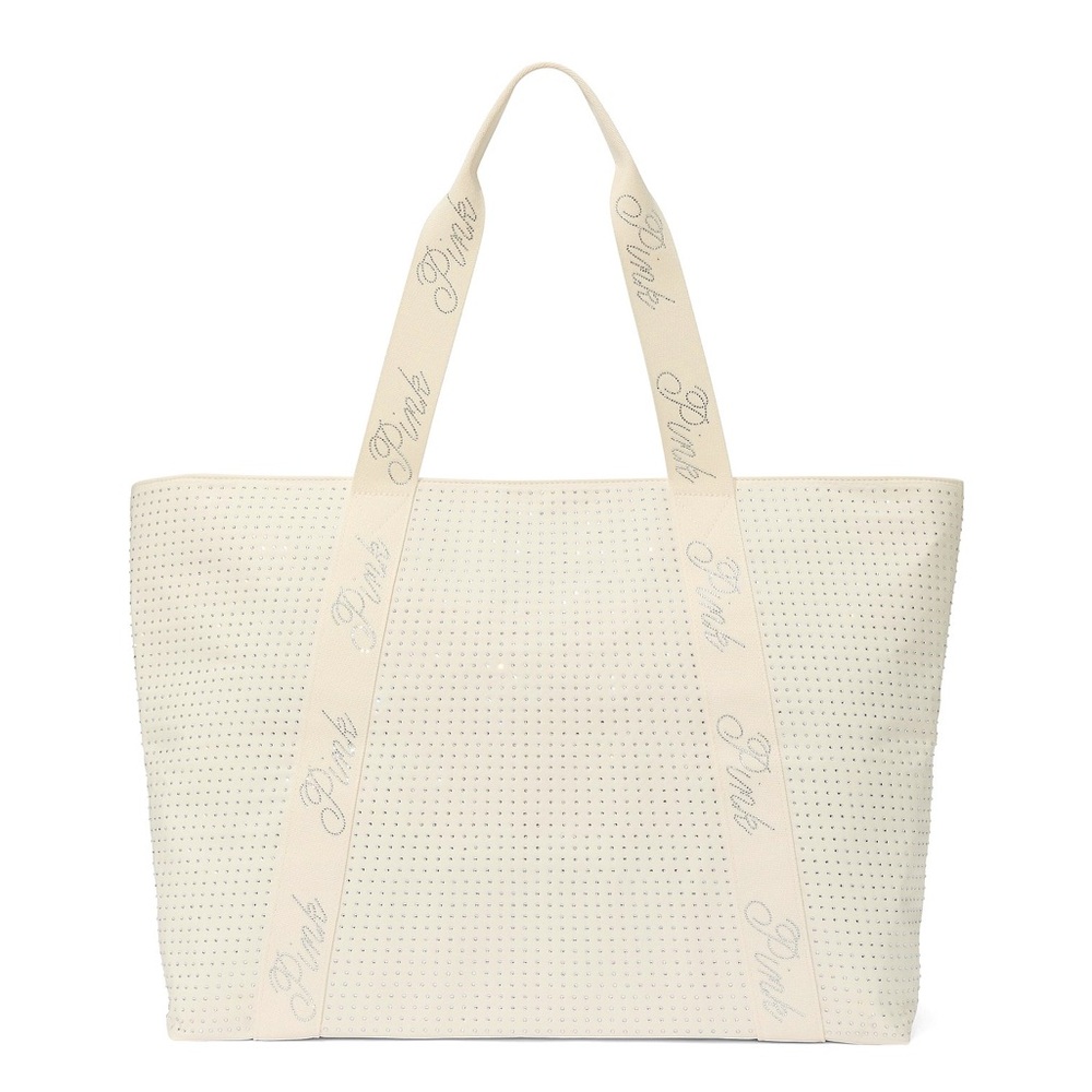 Pink cream with sparkle zip tote
